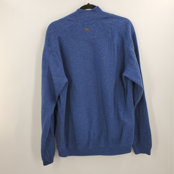 Tommy Bahama Pullover Half Zip Sweater Blue Cotton - Picture 2 of 8